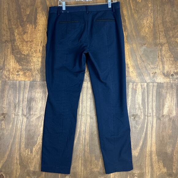 Express Womens Pants Blue Black Columnist Ankle Mid Rise Career Stretch 10 Long - Picture 11 of 13